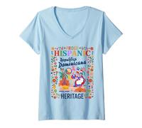 Donna Dominicana Hispanic Heritage Mese Bandiera Donne Idea Dominicano Maglietta con Collo a V