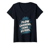 Donna Dominicano Flow Caribeno Cero Estres Maglietta con Collo a V