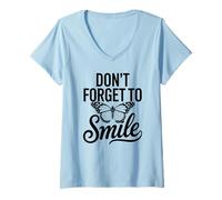 Donna Don´t Forget to Smile Motivation Maglietta con Collo a V
