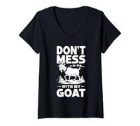 Donna Don´t Mess with My Goat Cute Coat Pigmeo Goat Farmer Maglietta con Collo a V