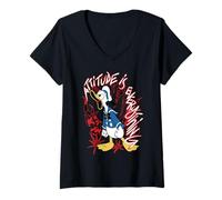 Donna Donald Duck Attitude Is Everything Maglietta con Collo a V