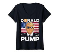 Donna Donald Pump Bitcoin Divertente Criptovaluta Trump 2024 Maglietta con Collo a V