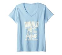Donna Donald Pump Swole Workout 2020 Election Shirt Maglietta con Collo a V, Celeste, XXL