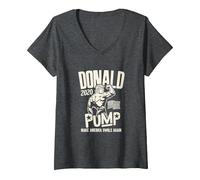 Donna Donald Pump Swole Workout 2020 Election Shirt Maglietta con Collo a V, Grigio Scuro, XXL