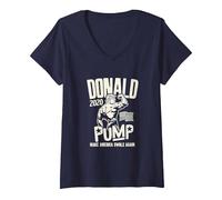 Donna Donald Pump Swole Workout 2020 Election Shirt Maglietta con Collo a V, Navy, XL