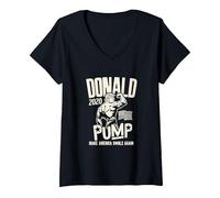 Donna Donald Pump Swole Workout 2020 Election Shirt Maglietta con Collo a V, Nero, S