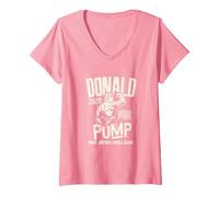 Donna Donald Pump Swole Workout 2020 Election Shirt Maglietta con Collo a V, Rosa, M
