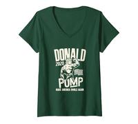Donna Donald Pump Swole Workout 2020 Election Shirt Maglietta con Collo a V, Verde Foresta, M