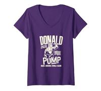 Donna Donald Pump Swole Workout 2020 Election Shirt Maglietta con Collo a V, Viola, L