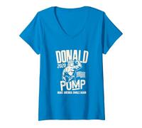 Donna Donald Pump Swole Workout 2020 Election Shirt Maglietta con Collo a V, Zaffiro, S
