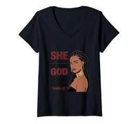 Donna Donna afroamericana Cristiana Melanina Poppin Maglietta con Collo a V