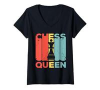 Donna Donna Chess Queen - Giocatore di scacchi vintage Maglietta con Collo a V