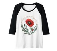 Donna Donna Divertente Onore Memorial Day Poppy Flower Vintage Floreale Maglia con Maniche Raglan