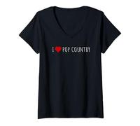 Donna Donna - I Love Pop Musica Country - Modern Country Maglietta con Collo a V