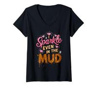 Donna Donna I Sparkle Even in Mud Run Team Principessa Ragazze Mudding Maglietta con Collo a V