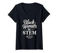Donna Donna Nera in STEM Scienza Matematica Ingegneria Grandi Regali Maglietta con Collo a V