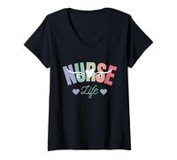 Donna Donna Nurse Life Inspirational RN ICU NP Nurse Maglietta con Collo a V