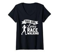 Donna Donna Race Walking Training Race Walker Sport Race Walk Maglietta con Collo a V