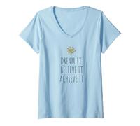 Donna DONNA SOGNO MOTIVAZIONALE CREDERE RAGGIUNGERE LE DONNE POSITIVE Maglietta con Collo a V