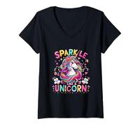 Donna Donna - Sparkle Like A Unicorn Cute Unicorn Lover Magical Maglietta con Collo a V