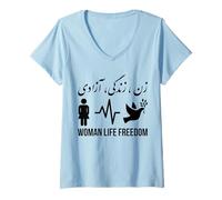 Donna Donna Vita libertà Iran Zan Zendegi Azadi Persiano Maglietta con Collo a V