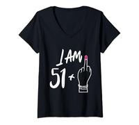 Donna Donne Bday I Am 51 Plus 1 dito medio per 52° compleanno Maglietta con Collo a V
