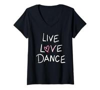 Donna Donne Carino Salsa - Live Love Dance Maglietta con Collo a V