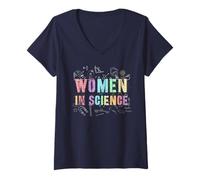 Donna Donne Intelligenti nella Scienza Chimica Viaggio Insegnante Ispirare Nerd Maglietta con Collo a V