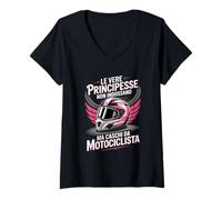 Donna Donne Vere Principesse della Moto Maglietta con Collo a V