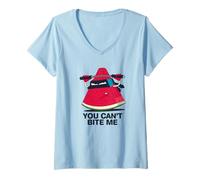 Donna Don't Bite Me Watermelon Funny Fruit Pun Summer Graphic Maglietta con Collo a V