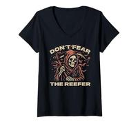 Donna Don't Fear Reefer Grim Reaper Angelo della Morte Collezionista di anime Maglietta con Collo a V