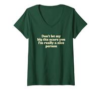 Donna Don't Let My Big Tits Scare You I'm Really A Nice Person Y2k Maglietta con Collo a V