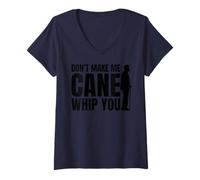 Donna Don't Make Me Cane Whip You - Divertente Giornata di sensibilizzazione sul Bastone Bianco Maglietta con Collo a V