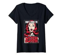 Donna Don't Make Me Flip My Witch Switch Halloween Pop Art Girl Maglietta con Collo a V