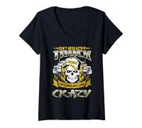 Donna Don't Mess with A Truck Driver Funny Trucker Dad Maglietta con Collo a V