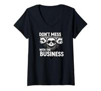 Donna Don't Mess with The Business Funny Ferret Group Pun Maglietta con Collo a V