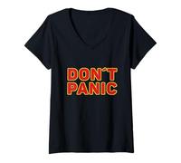 Donna Don't Panic Vintage, Sarcastico per Evitare Il panico Maglietta con Collo a V