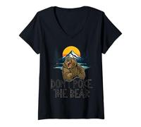 Donna Don't Poke The Bear Warning Funny Grizzly Spirit Animal Maglietta con Collo a V