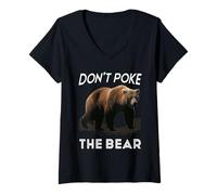 Donna Don't Poke The Bear Warning Funny Grizzly Spirit Animal Maglietta con Collo a V