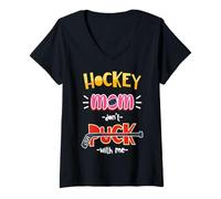 Donna Don't Puck with Me Divertente Hockey Mamma Maglietta con Collo a V