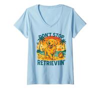 Donna Don't Stop Retrieving Golden Retriever Funny Dog Lover Veterinario Maglietta con Collo a V