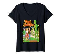 Donna Don't Talk to Strangers Alien UFO Retro Funny Adult Humor Maglietta con Collo a V