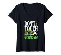 Donna Don't Touch My Garden Divertente Giardinaggio Maglietta con Collo a V