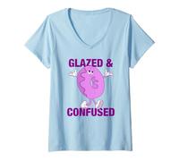 Donna Donut Glazed And Confused Shirt - Funny Donut Maglietta con Collo a V