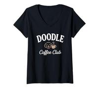 Donna Doodle Coffee Club Doodles Maglietta con Collo a V