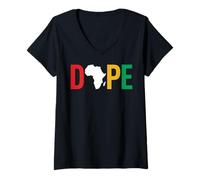 Donna Dope Africa Map Juneteenth Pan African Pride Maglietta con Collo a V
