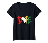 Donna Dope Africa Map Pan African Colors Juneteenth Maglietta con Collo a V