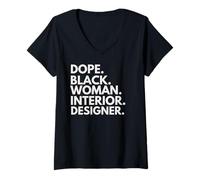 Donna Dope Black Woman Interior Designer African American Pride Maglietta con Collo a V