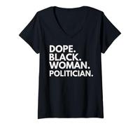 Donna Dope Black Woman Political Empowered Black History Month Maglietta con Collo a V