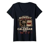 Donna Dopo lunedì e martedì Anche Il Calendario Dice WTF Workweek Maglietta con Collo a V